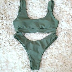Zaful Scooped High Cut Bikini Set Sz 8